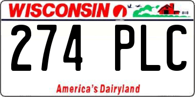 WI license plate 274PLC