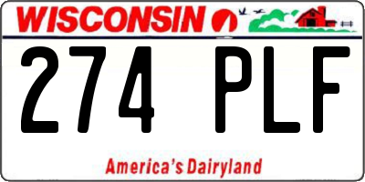 WI license plate 274PLF