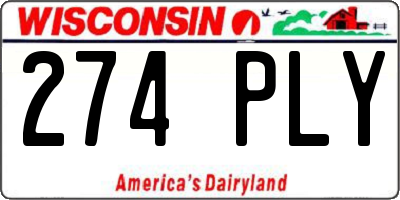 WI license plate 274PLY