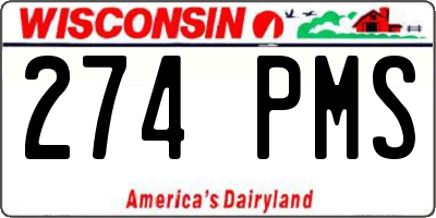 WI license plate 274PMS