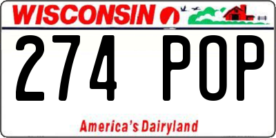 WI license plate 274POP