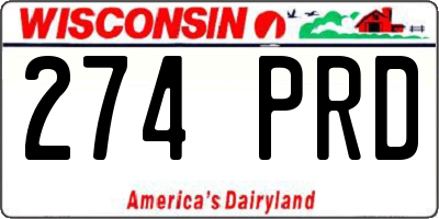 WI license plate 274PRD