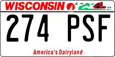 WI license plate 274PSF