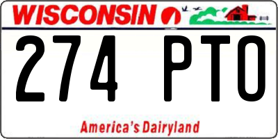 WI license plate 274PTO