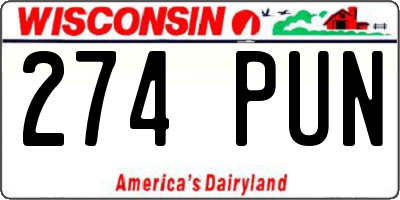 WI license plate 274PUN