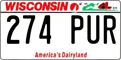 WI license plate 274PUR