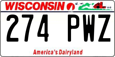 WI license plate 274PWZ