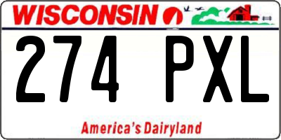 WI license plate 274PXL