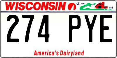 WI license plate 274PYE