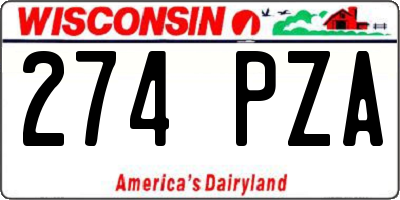 WI license plate 274PZA