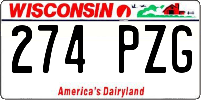 WI license plate 274PZG