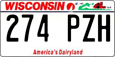 WI license plate 274PZH