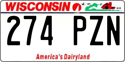 WI license plate 274PZN