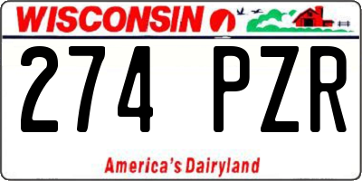 WI license plate 274PZR