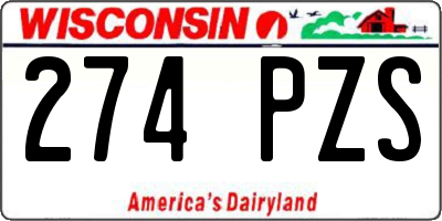WI license plate 274PZS