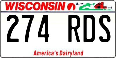 WI license plate 274RDS