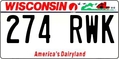 WI license plate 274RWK