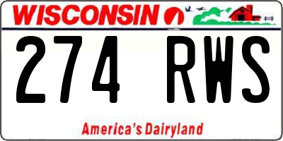 WI license plate 274RWS