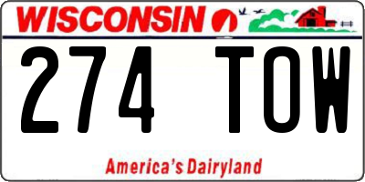 WI license plate 274TOW