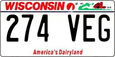 WI license plate 274VEG