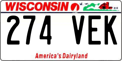 WI license plate 274VEK