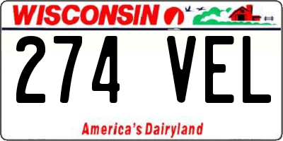 WI license plate 274VEL