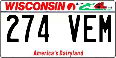 WI license plate 274VEM
