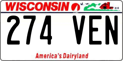 WI license plate 274VEN