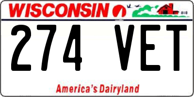 WI license plate 274VET