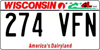 WI license plate 274VFN