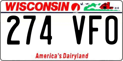 WI license plate 274VFO