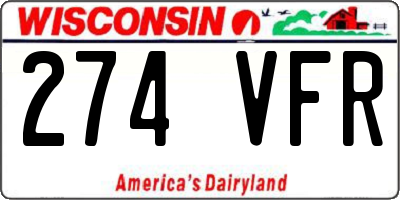 WI license plate 274VFR