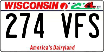 WI license plate 274VFS