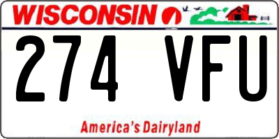 WI license plate 274VFU