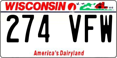 WI license plate 274VFW