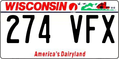 WI license plate 274VFX