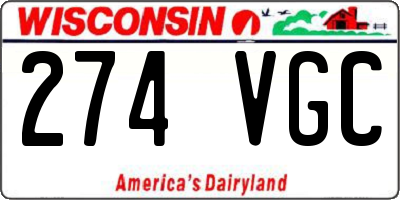 WI license plate 274VGC