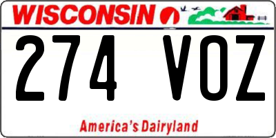 WI license plate 274VOZ