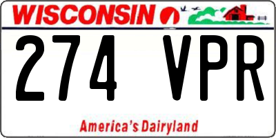WI license plate 274VPR