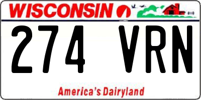 WI license plate 274VRN