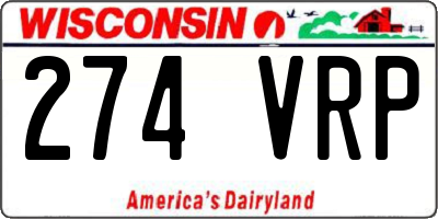 WI license plate 274VRP