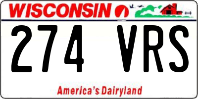 WI license plate 274VRS