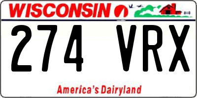 WI license plate 274VRX