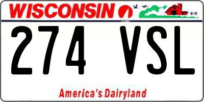 WI license plate 274VSL