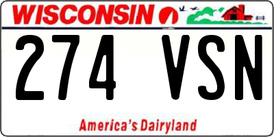 WI license plate 274VSN