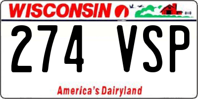 WI license plate 274VSP