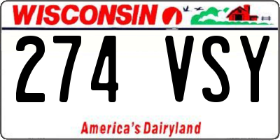 WI license plate 274VSY