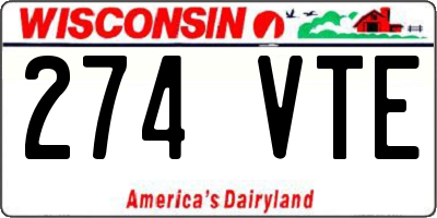 WI license plate 274VTE