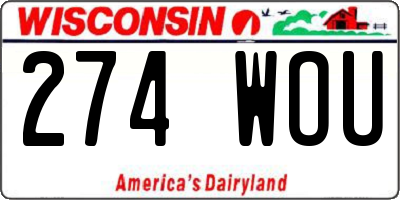 WI license plate 274WOU