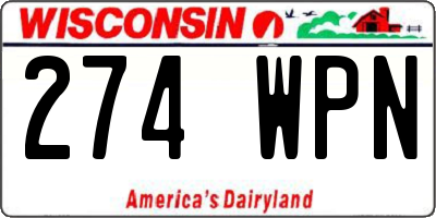 WI license plate 274WPN